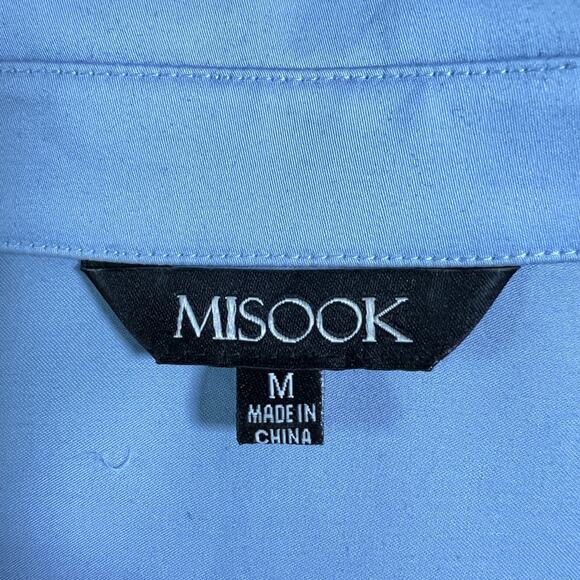 Misook‎ Midi Button Up Shirt Dress Light Blue Size Medium Work Church Preppy - Picture 4 of 6